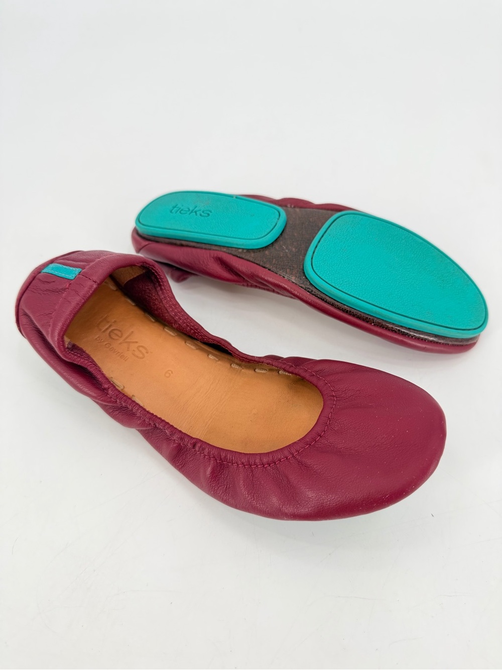 Tieks Burgundy Leather Ballet Flats 6